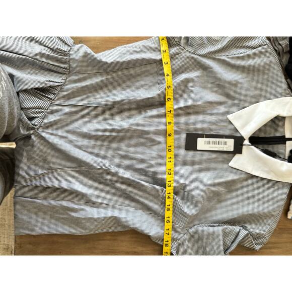 Petersyn Bettina Dress‎ Black Checkered Gingham Ruffle Mini Long Sleeve Preppy L - Picture 3 of 8